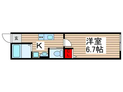 ルナモンド北松戸(1K/2階)の間取り写真