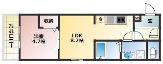 アーバンコート加古川(1LDK/1階)の間取り写真