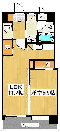 コンプレート富士見(1LDK/2階)の間取り写真