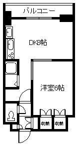 メゾンペガサス(1DK/4階)の間取り写真