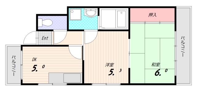 大森マンション(2DK/2階)の間取り写真
