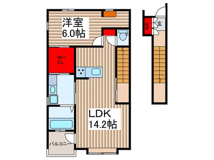 フィルリリー(1LDK/2階)の間取り写真