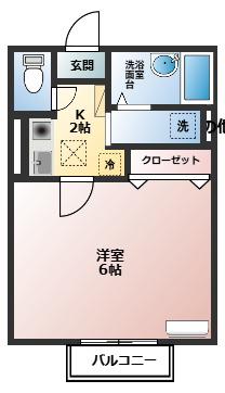 モナリエ大野台(1K/1階)の間取り写真