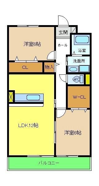 ソレアードⅡ(2LDK/3階)の間取り写真