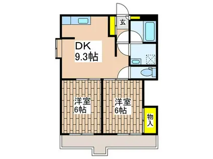PLENDY港南中央(2DK/3階)の間取り写真