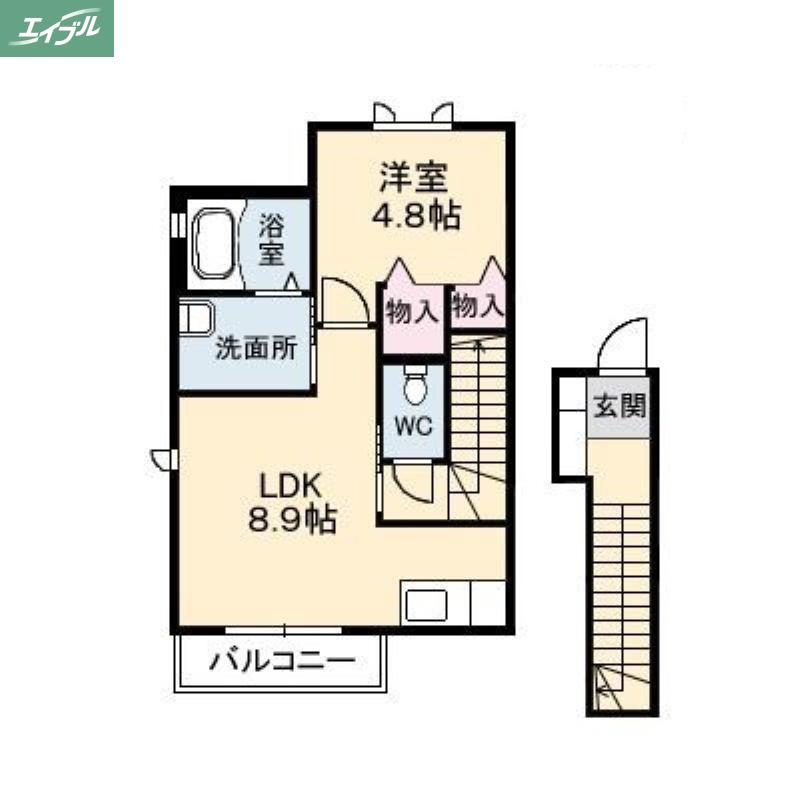 テット・ロッソ(1LDK/2階)の間取り写真