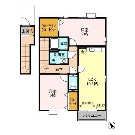 グランコートJA(2LDK/2階)の間取り写真