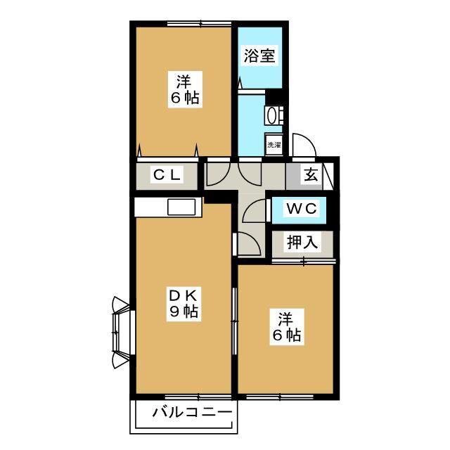 セジュール御堂の上A(2DK/1階)の間取り写真