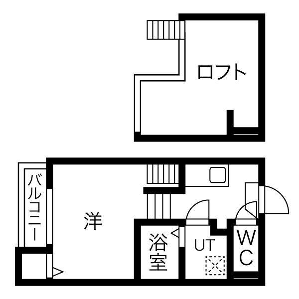 クリスタルガーデン(1K/2階)の間取り写真