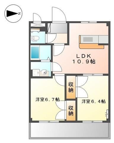 グー・ビラージュ(2LDK/2階)の間取り写真