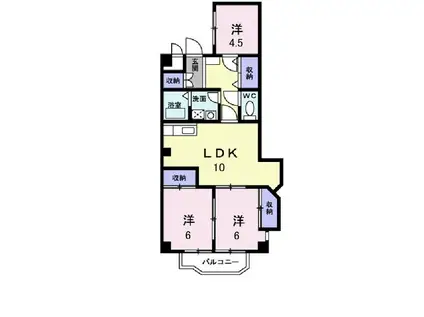 パステルビラ光陽(3LDK/2階)の間取り写真