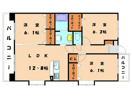 アグリガーデン福間駅前(3LDK/5階)の間取り写真