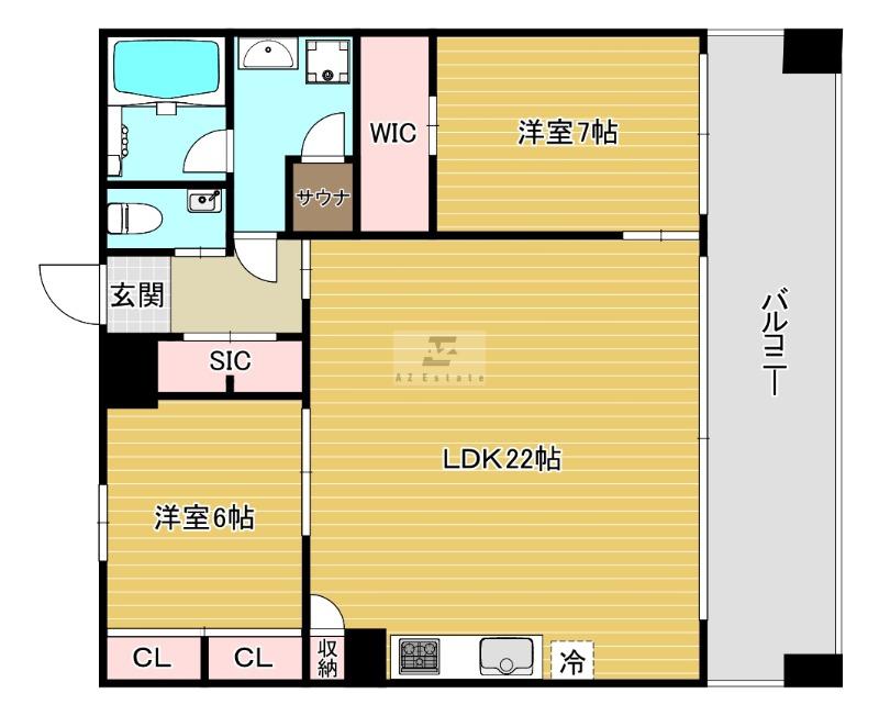 プレジオ東三国(2LDK/8階)の間取り写真
