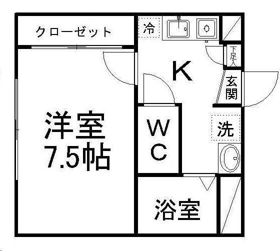 ベル・ドミール(1K/1階)の間取り写真