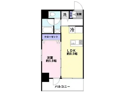 VILLA BLANCHE KOBE(1LDK/4階)の間取り写真