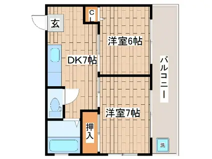 大克マンション(2DK/3階)の間取り写真
