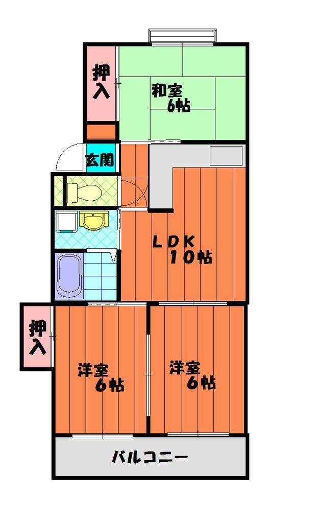 グレース狭山(3LDK/2階)の間取り写真
