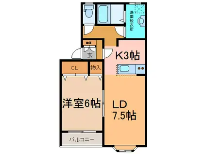 PINESII(1LDK/2階)の間取り写真