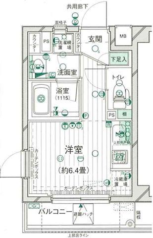 プレールドゥーク新宿御苑(ワンルーム/2階)の間取り写真