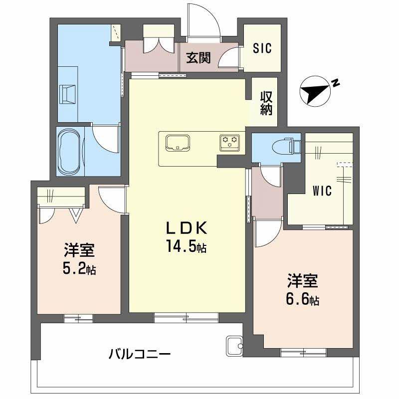 アルテーヌ浜寺元町(2LDK/3階)の間取り写真