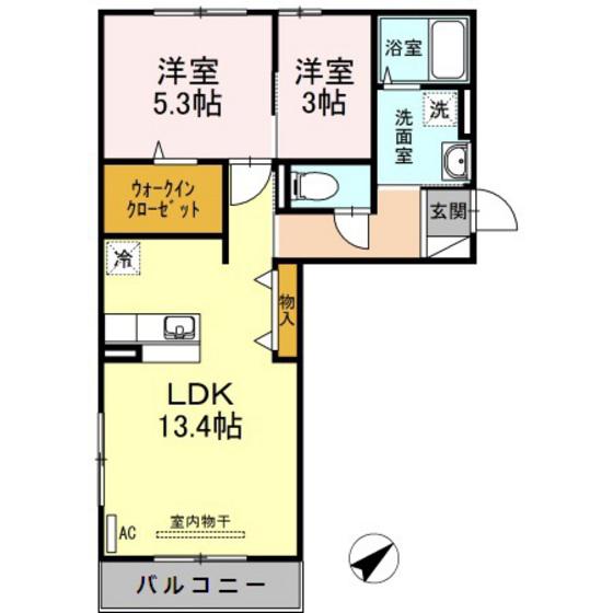 D-ROOM地行(2LDK/3階)の間取り写真