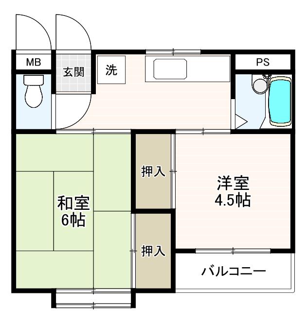 ハイブリッジみずほ(2K/1階)の間取り写真