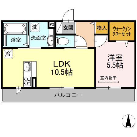 グランシャリオ B棟(1LDK/3階)の間取り写真