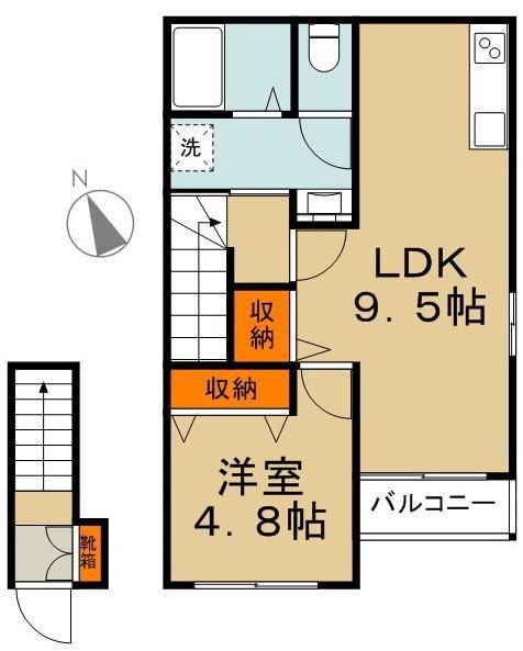 FAVOR AZUCENA(1LDK/2階)の間取り写真
