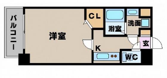 グラビスコート広島駅前通(1K/6階)の間取り写真