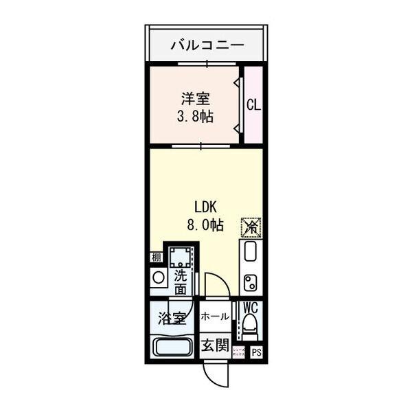 クレセント江坂(1LDK/1階)の間取り写真