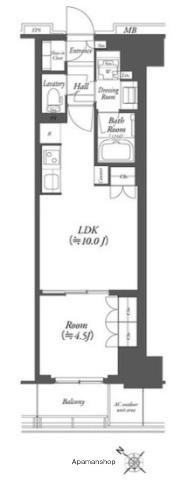 WORVE横浜伊勢佐木町(1LDK/9階)の間取り写真