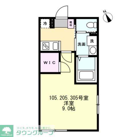 FELICE相模原(1K/2階)の間取り写真