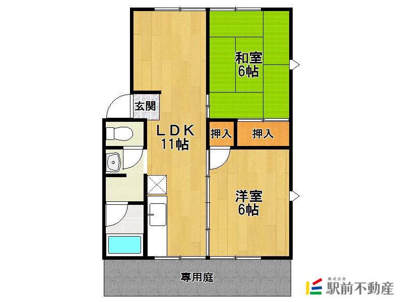 エクセレントハイツD棟(2LDK/1階)の間取り写真