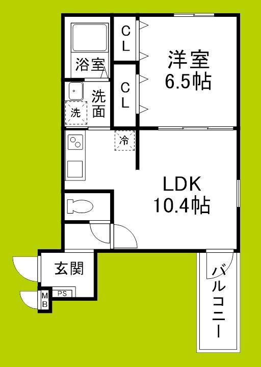 フジパレス遠里小野二丁目II(1LDK/2階)の間取り写真