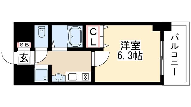 プレサンス大須観音駅前サクシード(1K/12階)の間取り写真