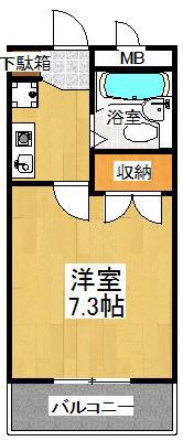 ルミエール明石(1K/2階)の間取り写真