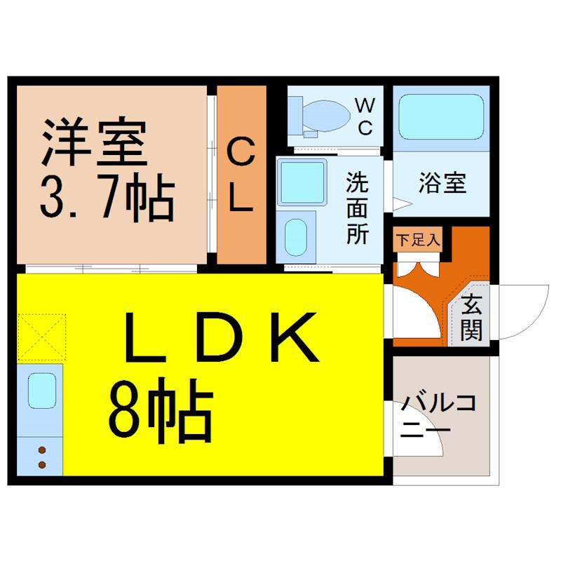 KKテラス金山(1LDK/3階)の間取り写真