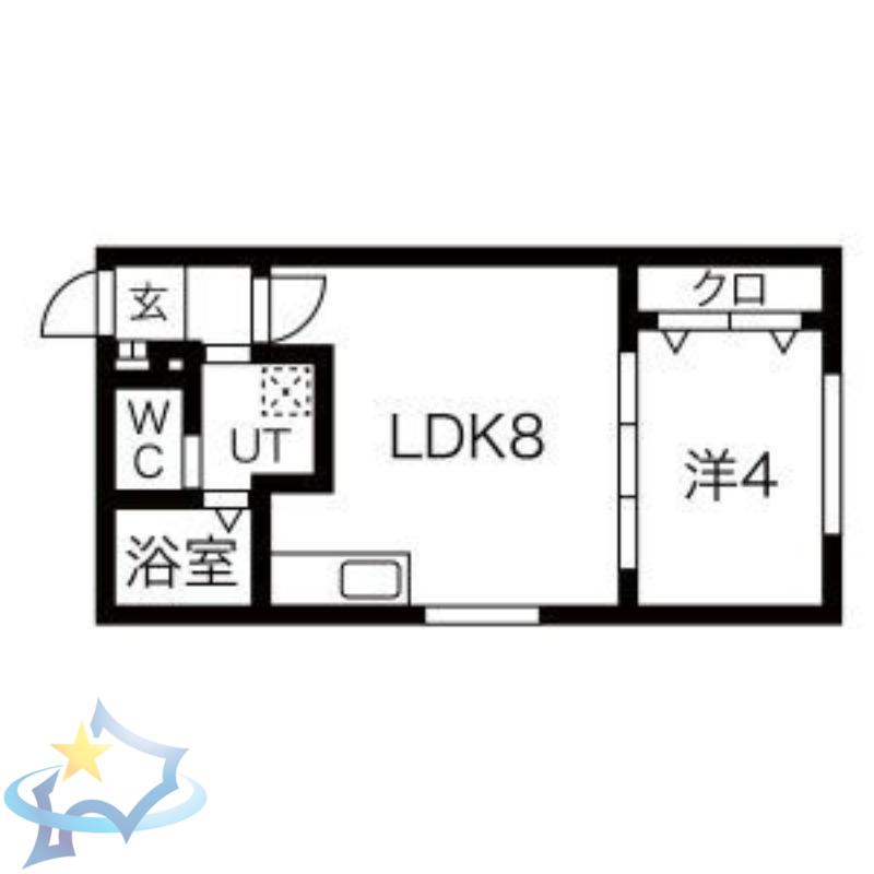 ラフィーネ医大前(1LDK/2階)の間取り写真