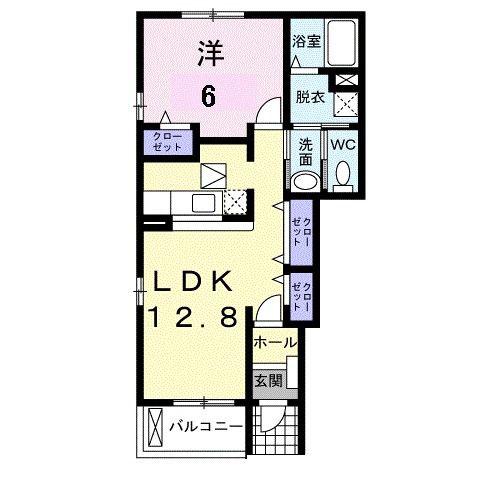 メゾンポムA(1LDK/1階)の間取り写真