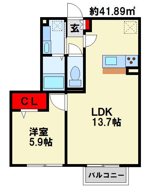 RECENTE浜町(1LDK/2階)の間取り写真