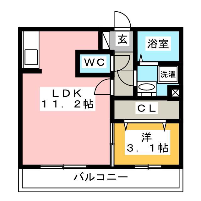 クレール(1LDK/2階)の間取り写真