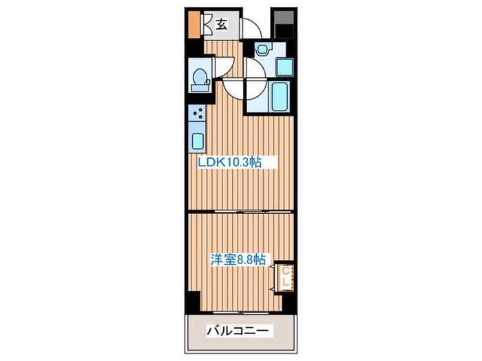 ラピスラズリ榴岡(1LDK/2階)の間取り写真