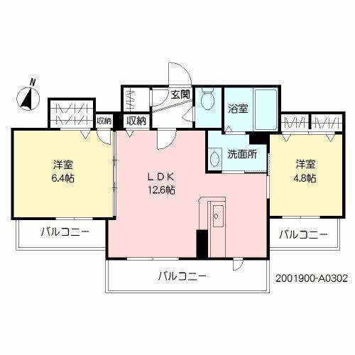 ラ・シャルール(2LDK/2階)の間取り写真