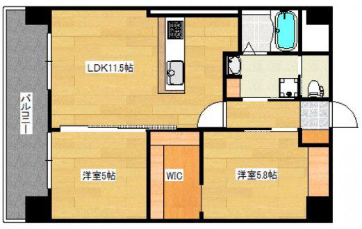 VILLAしばさき(2LDK/2階)の間取り写真