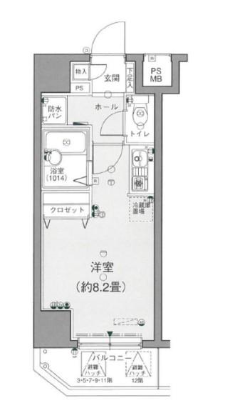 エスコート麻布十番(ワンルーム/5階)の間取り写真