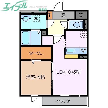 フェリーチェ(1LDK/1階)の間取り写真