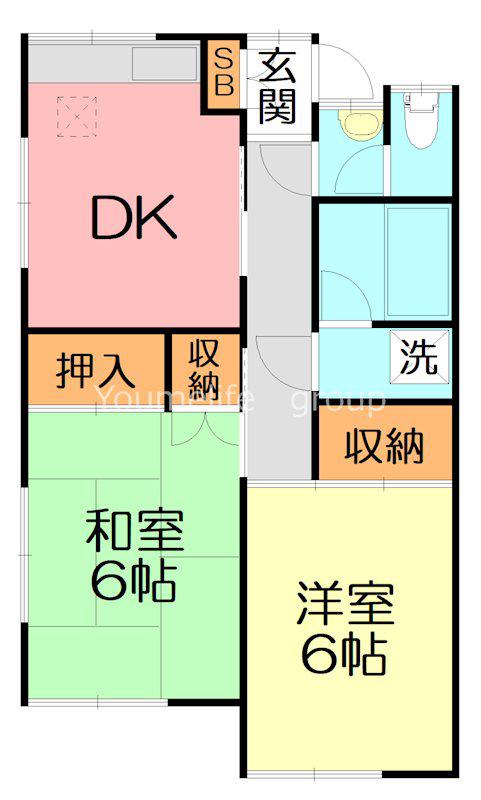 的場アパート厚木駅前(2DK/2階)の間取り写真