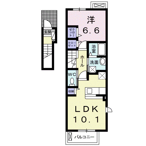 ラフレシール・M(1LDK/2階)の間取り写真