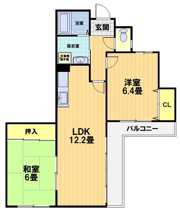 クラヴァス長岡京(2LDK/2階)の間取り写真