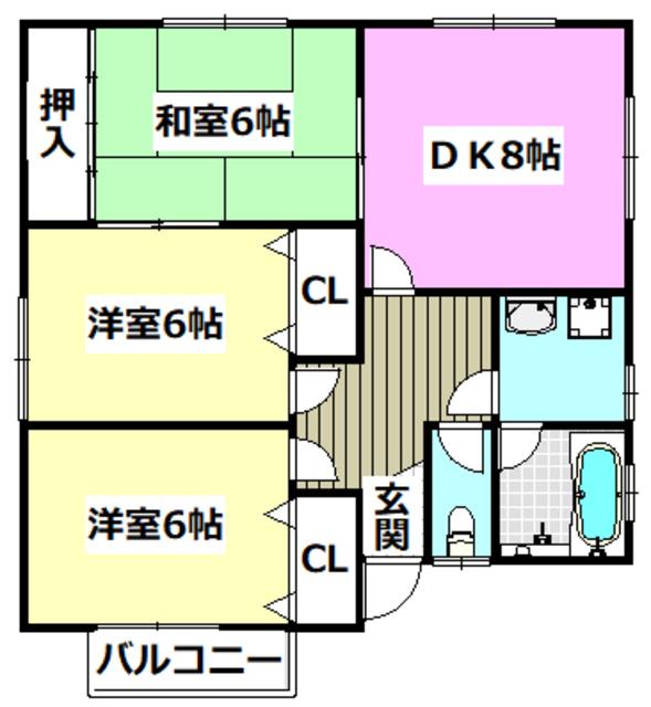 ニシジマハイツ(3DK/1階)の間取り写真